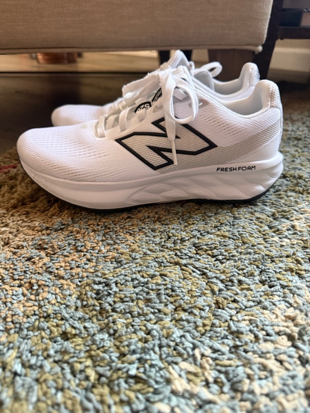 New Balance White and Black Fresh Foam Athletic Sneakers